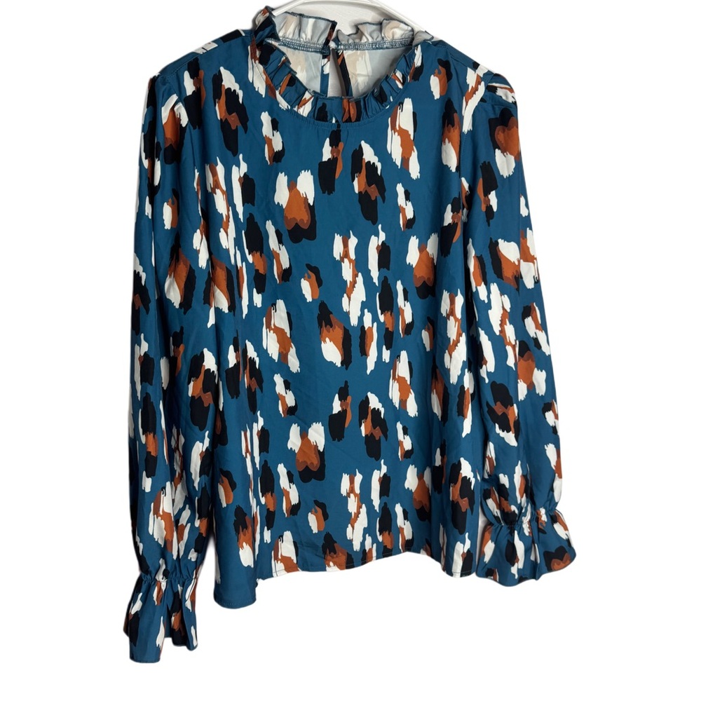 SHEIN Blue Graphic Long Sleeve Blouse